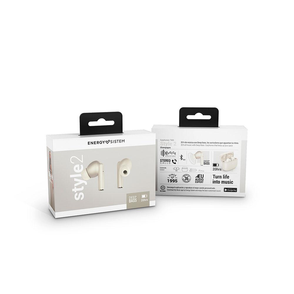 Auriculares Inalambricos Bluetooth Energy Sistem Style 2 / BT 5.0 / Caja de carga / Oro / 453160 - Imagen 6
