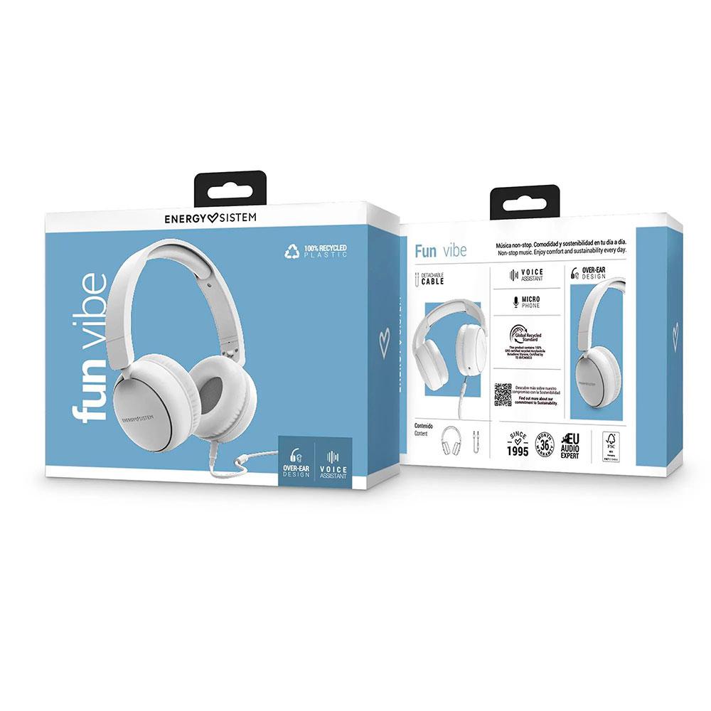 Auriculares Diadema Energy Sistem FunVibe / Circumaurales / Diseño Ultraligero / Microfono Integrado / Cable Extraible / Blanco / 457649 - Imagen 6