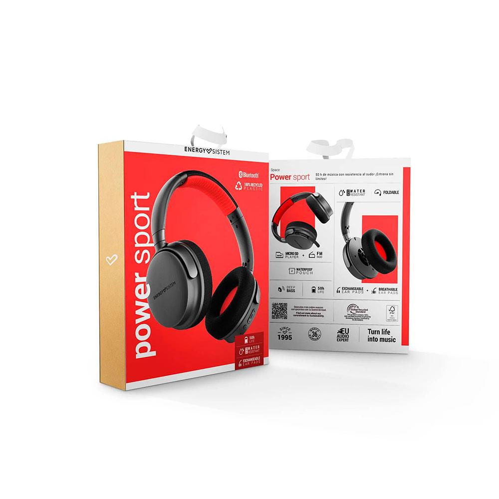 Auriculares Bluetooth Energy Sistem Power Sport / BT5.3 / 50h Bateria / Diadema ajustable / Graves Profundos / Negro / 458684 - Imagen 6