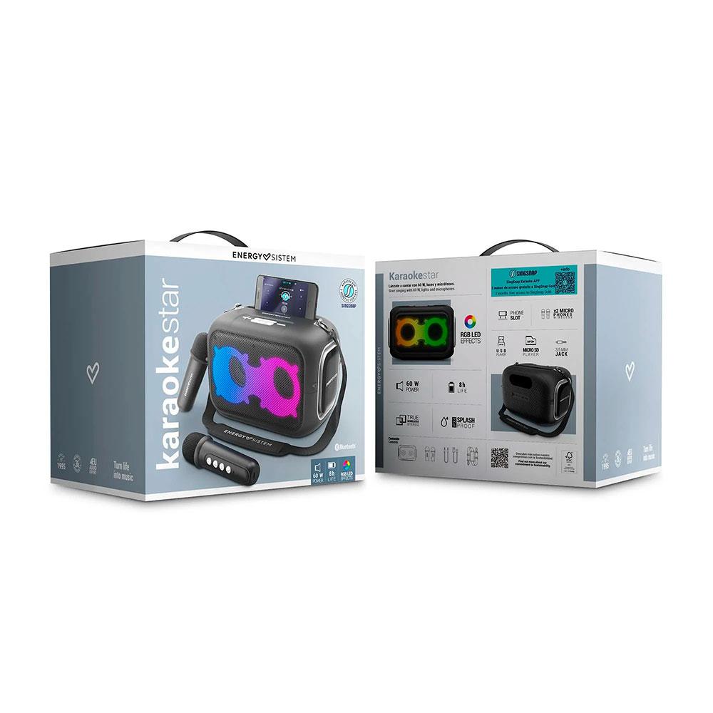 Altavoces Bluetooth Energy Sistem Karaoke / Bluetooth 5.4 / 60W / IPX4 / 2 Microfonos Inalambricos / Luces LED / Verde / 459339 - Imagen 6