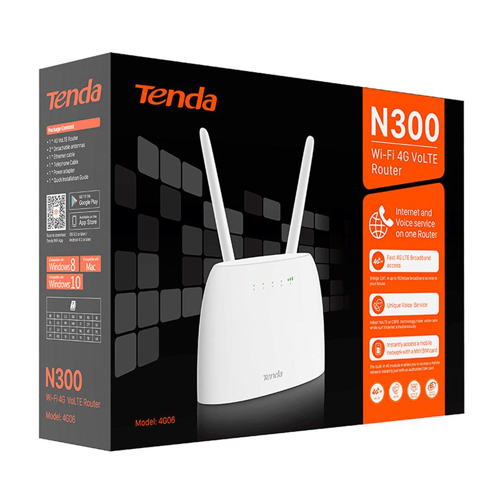 Router Wifi TENDA 4G06 / 4G LTE / Wifi 300 mbps / 2 Antenas / 1 Puerto Telefono - Imagen 3
