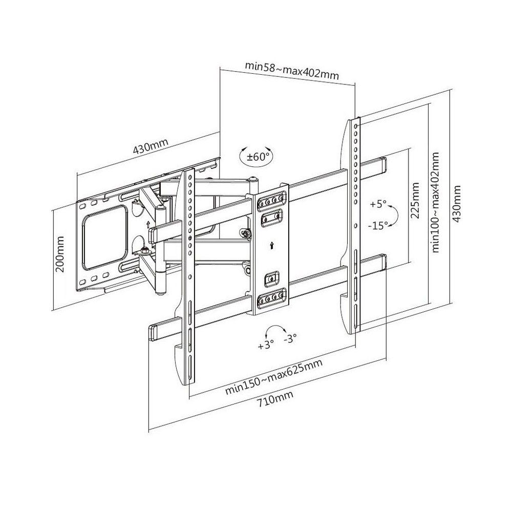 ÷ Soporte de pared orientable equip para pantalla de 37- 80" doble brazo inclinable y giratoria max. " - Imagen 4