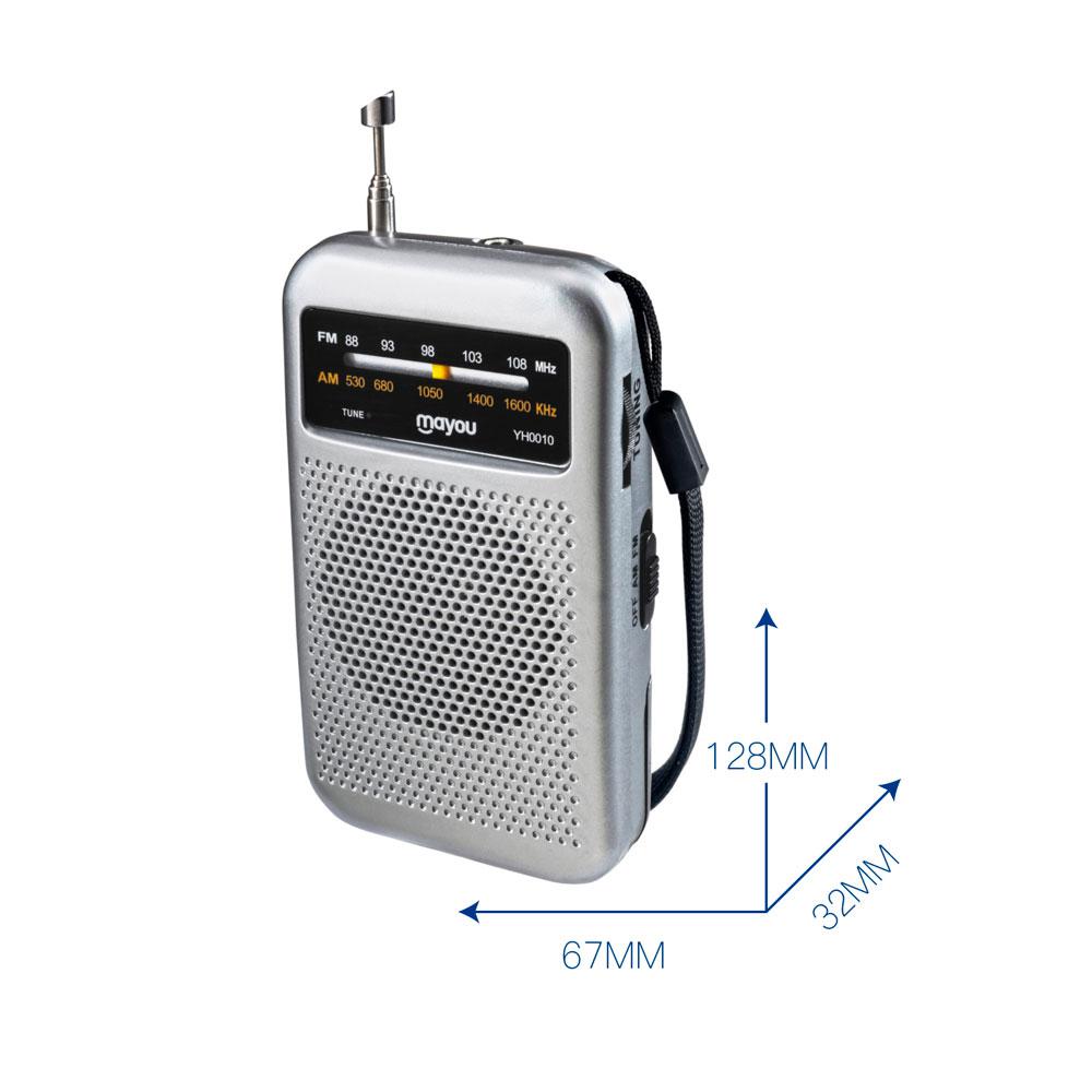 Radio portatil Am-Fm con Antena YH0010 / Altavoz externo / Jack 3.5mm / Plata / Mayou / 7600100 - Imagen 2