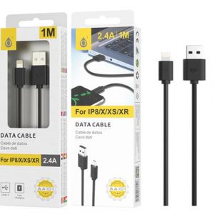 Cable datos USB 2.0 a Lightning IPhone 5-14 / 1m / 3.4a / AA101 / Negro / One+
