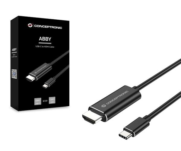 Cable de Video Usb-c Macho a Hdmi Macho / 2 Metros / 4K / Negro / Conceptronic ABBY04B - Imagen 3