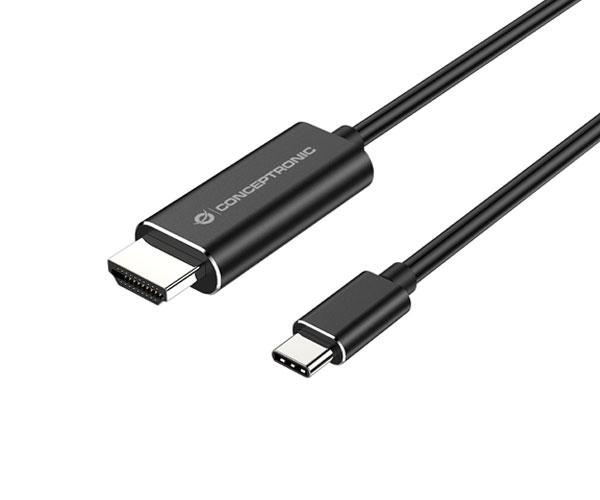 Cable de Video Usb-c Macho a Hdmi Macho / 2 Metros / 4K / Negro / Conceptronic ABBY04B