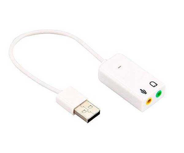 Tarjeta de sonido USB externa 7.1 audio + Microfono / Blanco