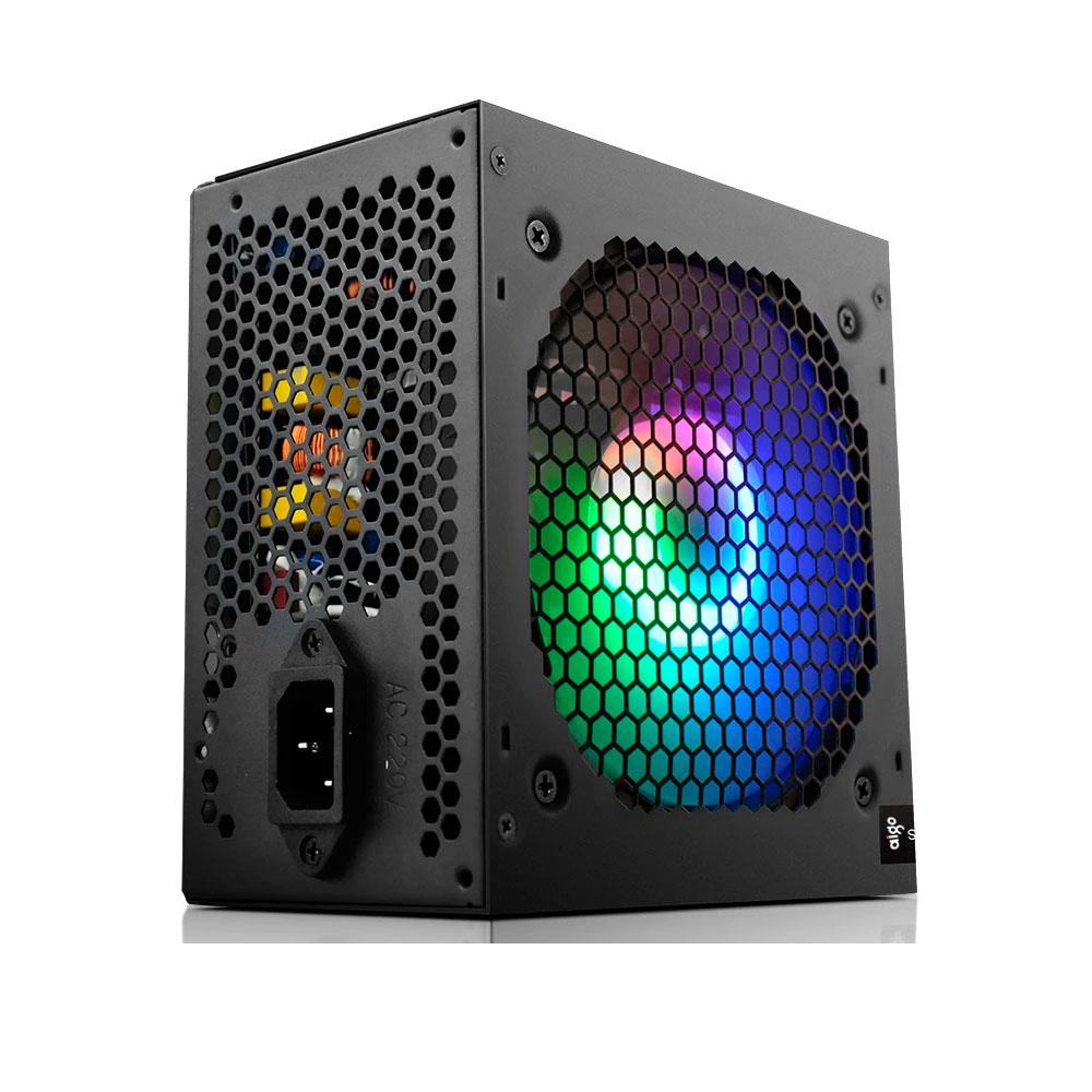Fuente alimentacion ATX 700W Darkflash Aigo Warrior AK700 / RGB / Eficiencia 80% / Fan 12cm / Negra - Imagen 2