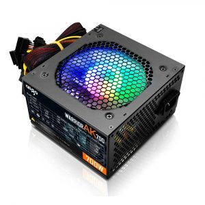 Fuente alimentacion ATX 700W Darkflash Aigo Warrior AK700 / RGB / Eficiencia 80% / Fan 12cm / Negra