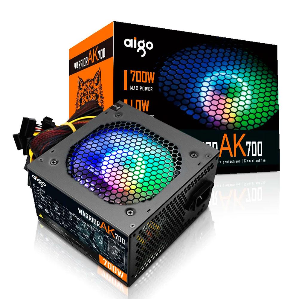 Fuente alimentacion ATX 700W Darkflash Aigo Warrior AK700 / RGB / Eficiencia 80% / Fan 12cm / Negra - Imagen 4