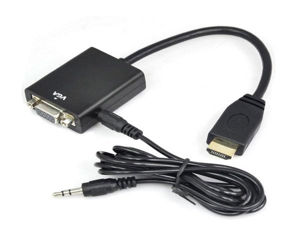 Cable adaptador HDMI a VGA + audio negro / A-HDMI-VGA-03