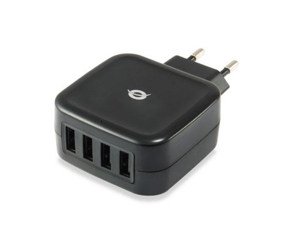 Cargador de red Usb x4 / 25w / Negro / Althea / Conceptronic / ALTHEA04B