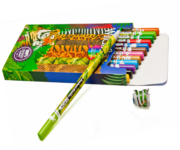 Lapices colores OBON pack 12 unid. Willdlife