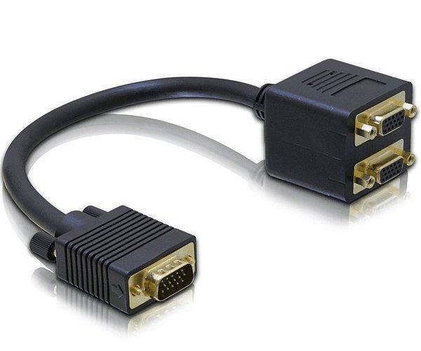 Cable duplicador VGA 1x Macho - 2x hembra / 0.20 metros / Conectores chapados en oro / Nanocable 10.15.1900