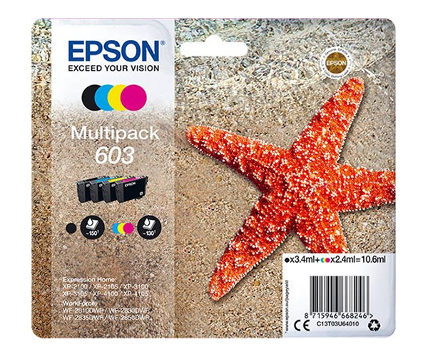 Tinta Original Epson Multipack 603 (Bk/c/m/y) Xp-2100 / Xp-3100 / Wf-2830dwf