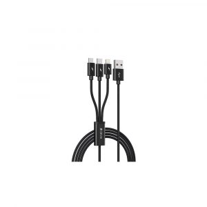 Cable datos DEVIA Gracious 3 en 1 (Micro Usb, Iphone, Type C) / 5V / 3A / 1.2M / Negro / 337086