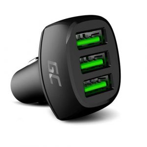 Cargador de coche-mechero Usb x3 / 54w / Negro / Greencell / CADGC01