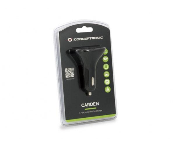 Cargador de coche-mechero Usb x3 / 31.5w / CARDEN06B / Conceptronic - Imagen 3