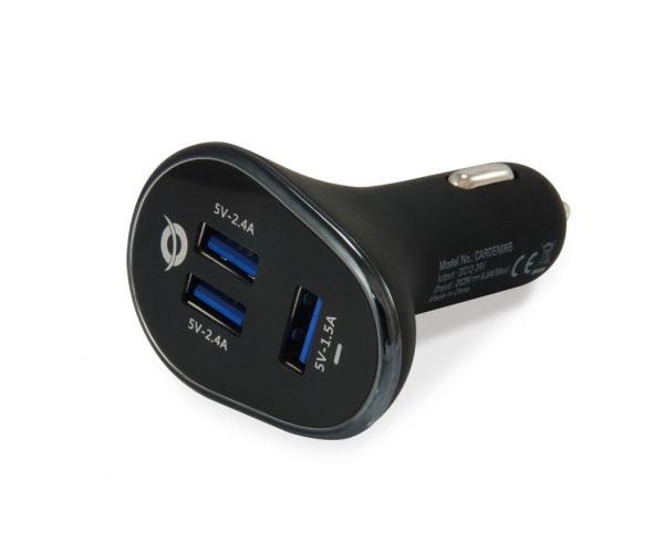 Cargador de coche-mechero Usb x3 / 31.5w / CARDEN06B / Conceptronic