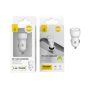 Cargador de coche-mechero Type-C / 40W / Blanco / Boris NA0375 / One+ / 2003751