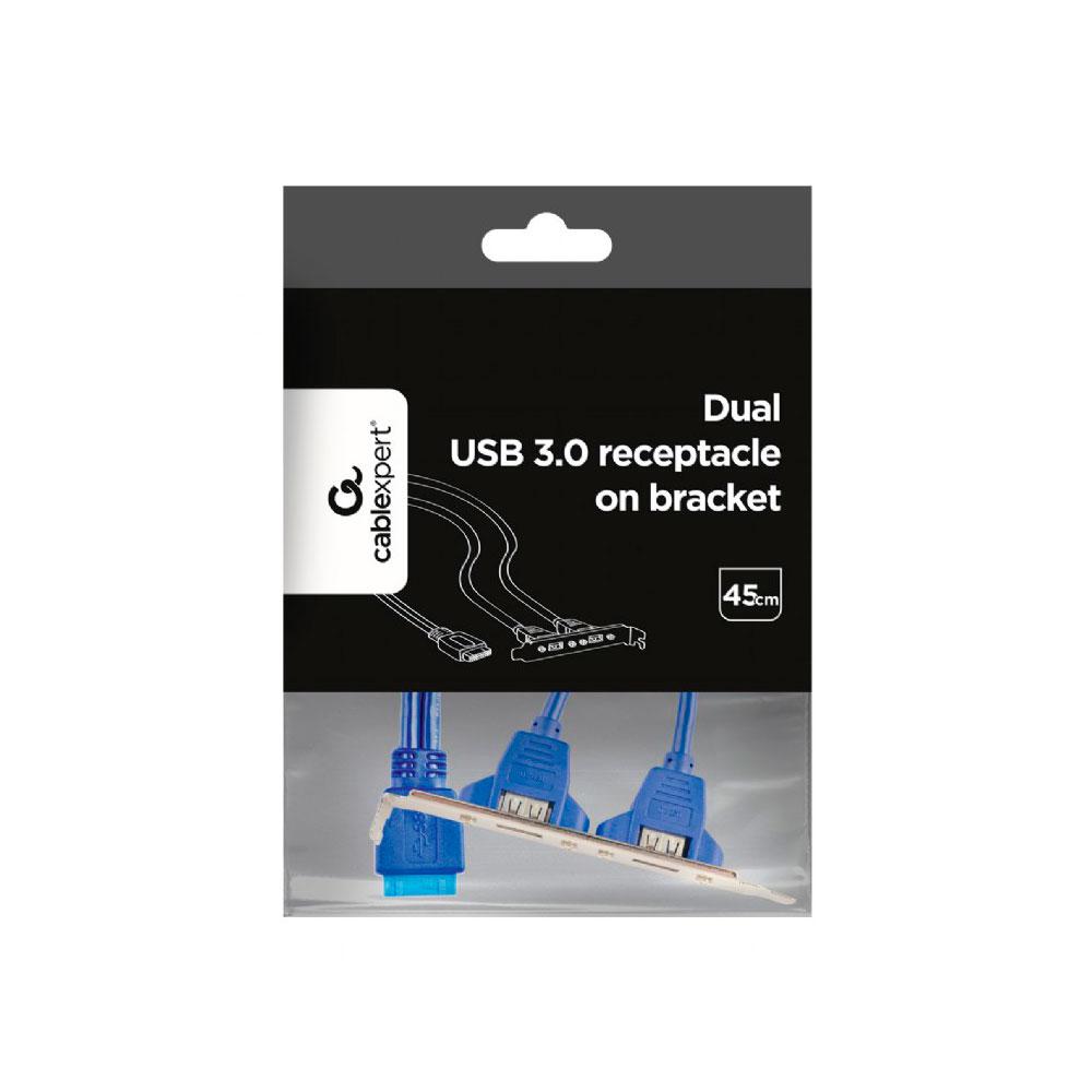 Bracket conexión doble USB 3.0 a placa base / 45 cm / Cablexpert / CC-USB3-RECEPTACLE - Imagen 3