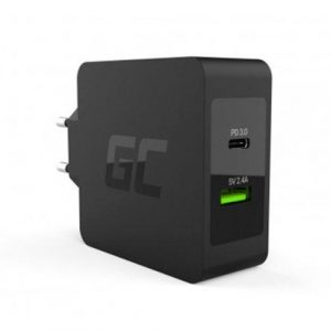 Cargador de red Usb + Type-C / 45w / Negro / Char10 / Greencell / CHAR10