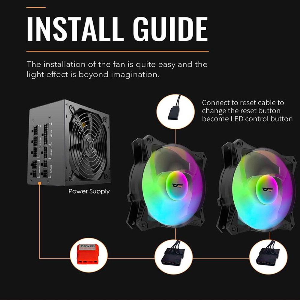 Ventilador Caja Gaming Darkflash CL6M Negro/ 120mm / Aurora Spectrum RGB - Imagen 4