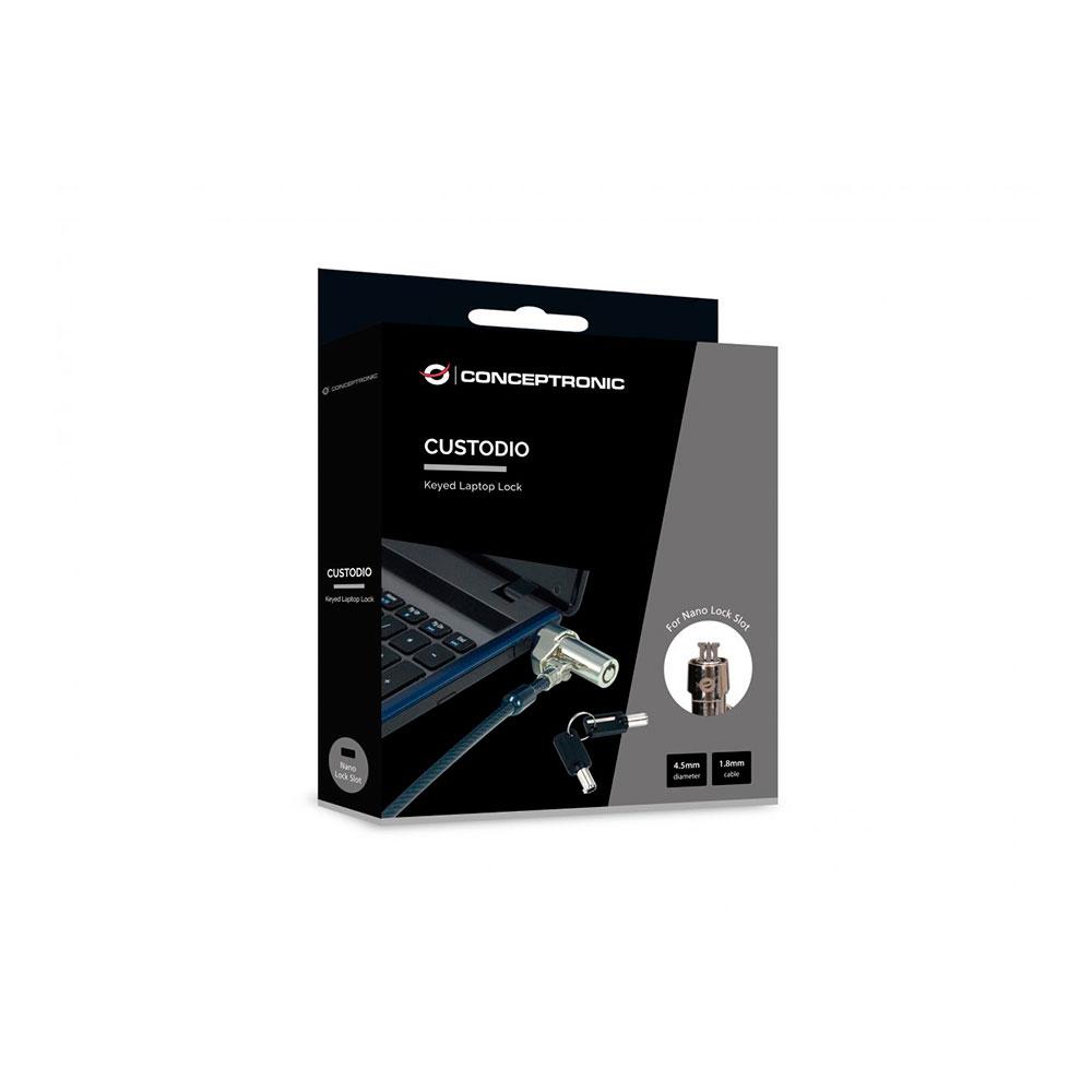 Cable de seguridad Conceptronic por llave / 1.8m / CUSTODIO02BN - Imagen 2