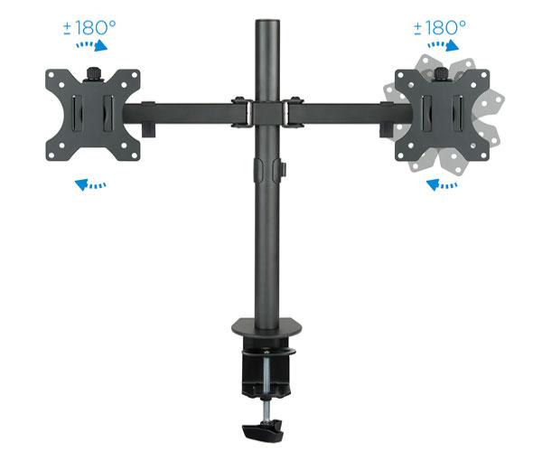 Soporte de mesa para 2 Monitores/Tv 13-32 Pulgadas / Giratorio e inclinable / 2 Brazos / Db1232tn-b - Imagen 4