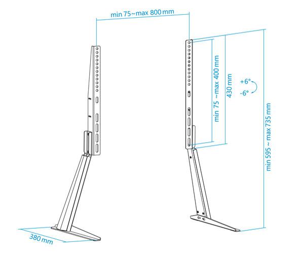 Soporte de mesa Pantallas 32 a 70 Pulgadas / Fabricado en acero / Db3270t-b - Imagen 5