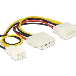 Cable molex gráfica 4 pines macho a 4 pines hembra + 3 pines ventilador / Delock 83658