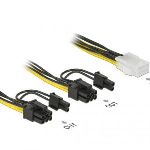Cable alimentacion gráfica Pci-e 6 pines Hembra a 2x 6+2 Pines Macho / 15cm / Delock 85452