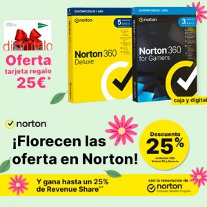 Promoción 25% Descuento Norton 360  Premium 75Gb / 1 Usuario / 10 Dispositivos / 1 Año / Box