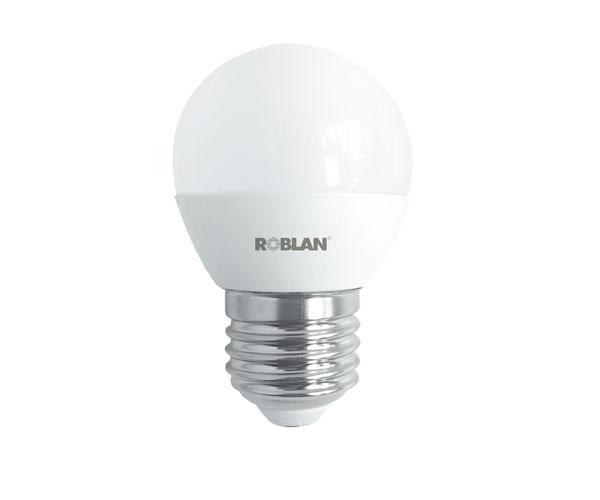 Bombilla LED Roblan e27 esferica / A+ / 5w / luz dia / 6500k / 470lm / 220-240v