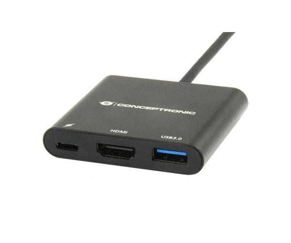 Hub Adaptador 3 en 1 Conceptronic / Type-c a Hdmi / Type-c Pd / Usb 3.0 / DONN01B - Imagen 2