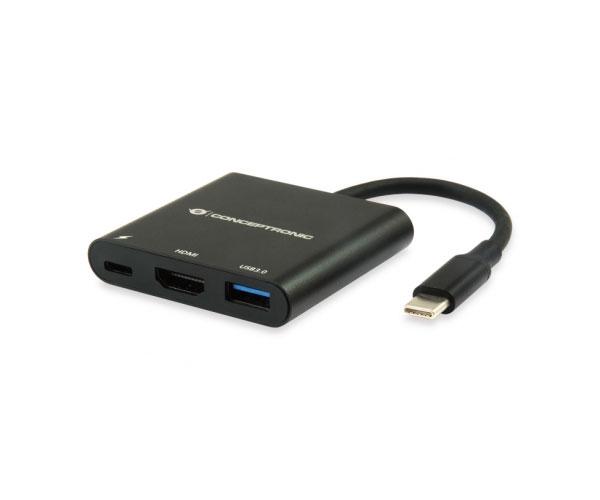 Hub Adaptador 3 en 1 Conceptronic / Type-c a Hdmi / Type-c Pd / Usb 3.0 / DONN01B
