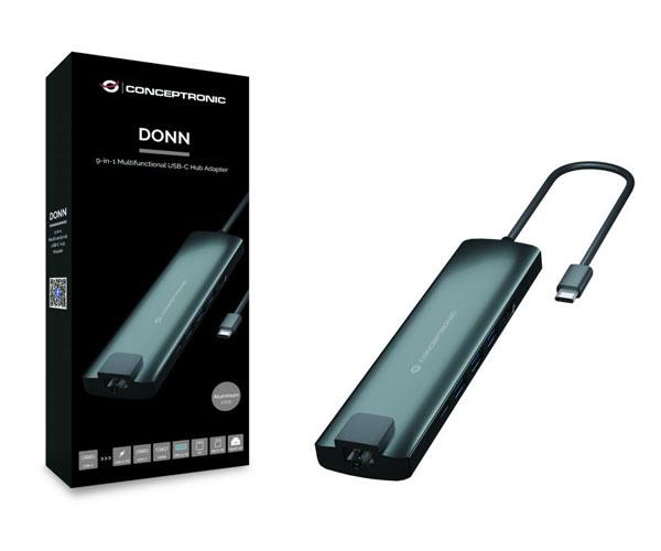 Hub Adaptador Type-C 9 en 1 Conceptronic / Hdmi / Usb-c Pd / Usb 3.0 / Rj45 / Sd / MicroSd / DONN06G - Imagen 4