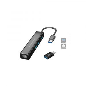 Hub adaptador Type-C a 3x USB 3.0 + Ethernet Gigabit Rj45 / Adaptador Usb-c / Conceptronic / DONN07BA