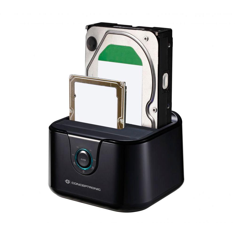 Docking Station Clonacion Conceptronic Sata 2.5 / 3.5 / SSD / USB 3.2 / Bahia Dual / Negro / DONN12B - Imagen 2