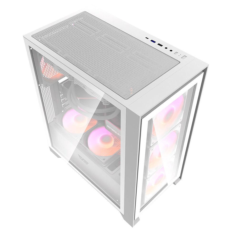 Caja Gaming Darkflash DRX70 Blanca / ATX / Cristal templado / USB 3.0 / Incluye 4 Fan RGB - Imagen 5