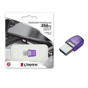 Pendrive Kingston DataTraveler MicroDuo 3C / 256Gb / USB 3.2 - Type-C / Plata / 200Mb/s / DTDUO3CG3/256GB