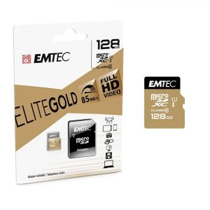Micro sd hc Emtec uhs-I 128Gb Elite Gold 85mb/s clase 10  Con adaptador / ECMSDM128GXC10GP