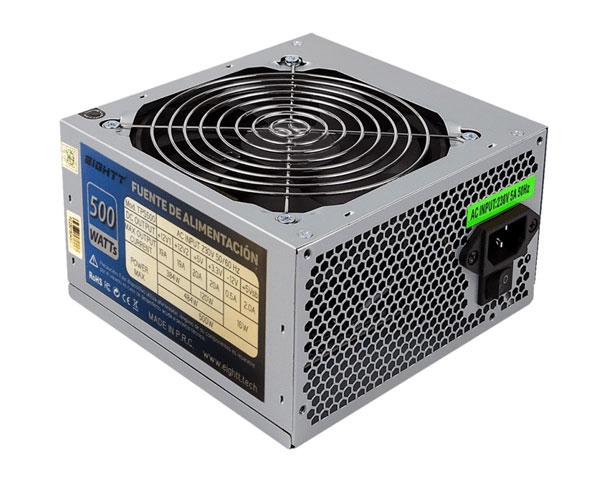 Fuente alimentacion ATX 500w Eightt Eps500 / Fan 120mm / 14db / 1x 12v 4 Pines / 4xSata / 2xIde / 1x Atx 20+4 / EPS500