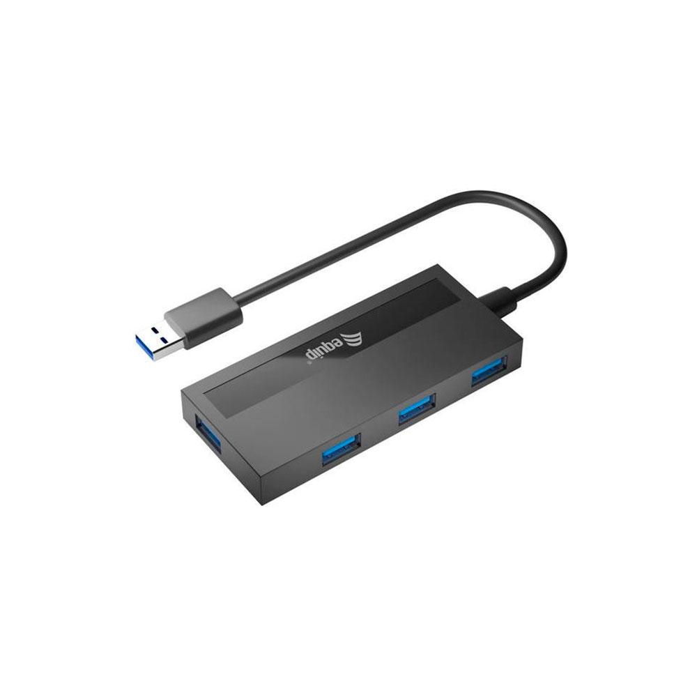Hub 4 puertos USB 3.2 Equip / Negro/ EQ128956 / Incluye Adaptador Type-C