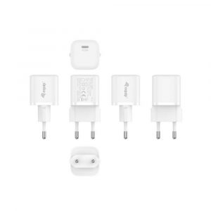 Cargador de red Type-C / 20w / PD 3.0 Carga rapida / Blanco / Pack 25 unids / EQ245530 / Equip