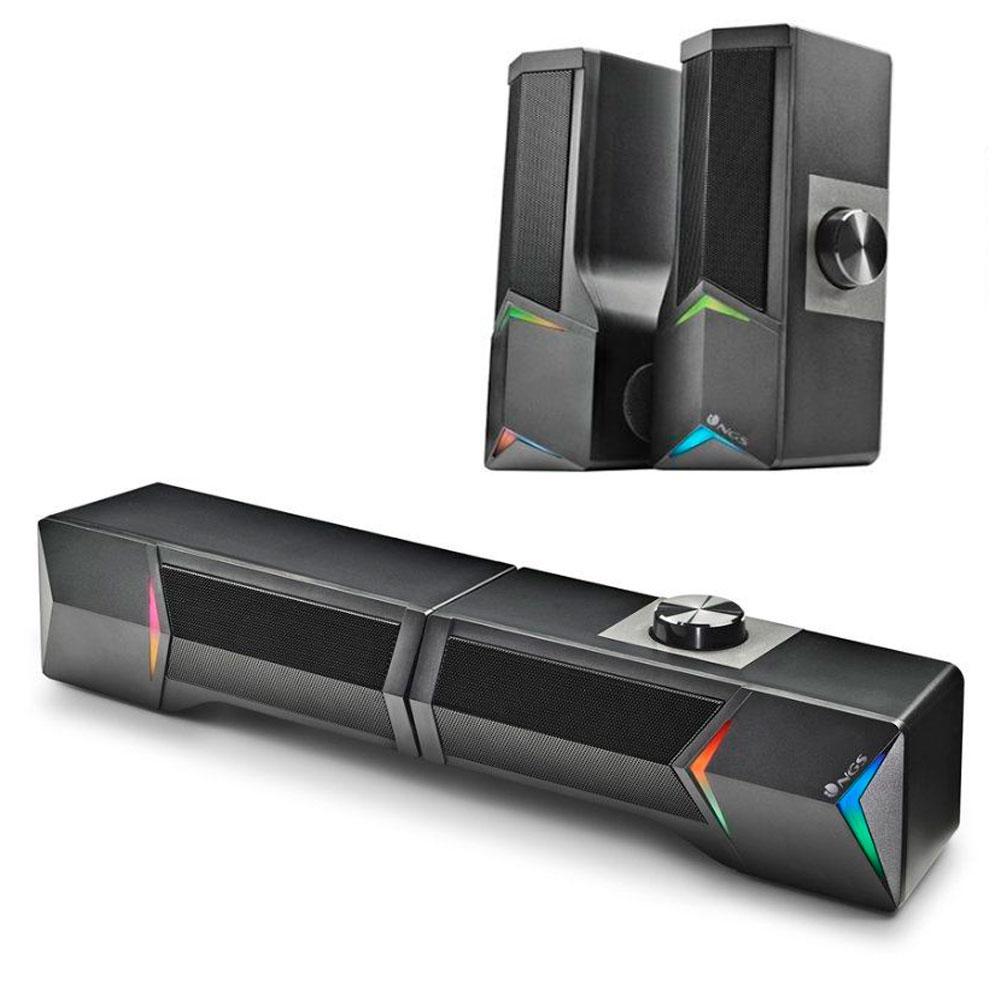 Altavoces 2.0 - Barra de Sonido Bluetooth 5.0 NGS GSX-B1200 / 12w / Rgb Led / Jack 3.5mm / Negro