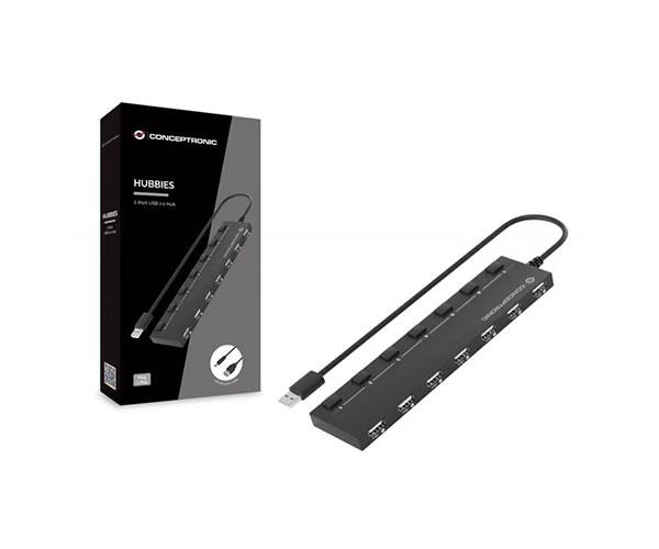 Hub 7 Puertos Usb 2.0 / Conceptronic Hubbies / Negro HUBBIES08B - Imagen 2