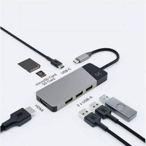 Hub adaptador Type-C a 3xUsb-A 3.1 / 1xUsb-C / 1xHDMI 4K / MicroSd / SD / HUBGC01