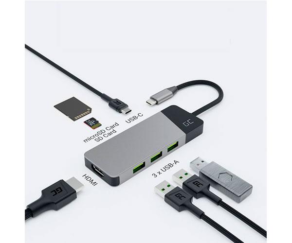 Hub adaptador Type-C a 3xUsb-A 3.1 / 1xUsb-C / 1xHDMI 4K / MicroSd / SD / HUBGC01