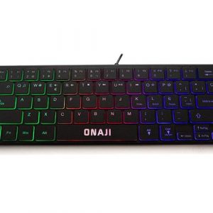 Teclado Gaming TKL Onaji KII / Iluminacion Led Rainbow / 64 teclas / Diseño Slim / Silencioso / Negro